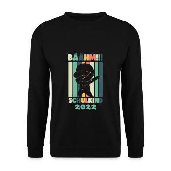 Einschulung Schulanfang Schulkind 2022 Geschenk - Unisex Pullover - Schwarz - Vorne - Alina (178cm) & Michal (187cm)