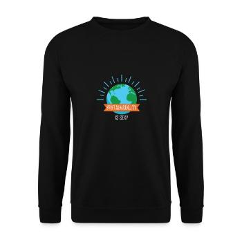 Nachhaltigkeit und Klimaschutz - Unisex Pullover - Schwarz - Vorne - Alina (178cm) & Michal (187cm)