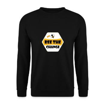 bee the change or be the change - Unisex Pullover - Schwarz - Vorne - Alina (178cm) & Michal (187cm)