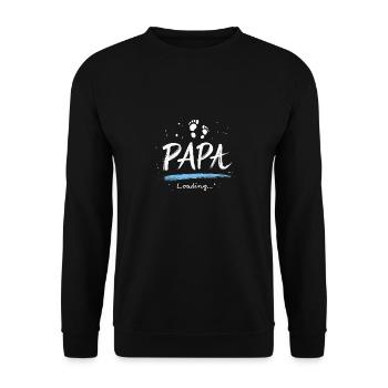 Papa 2025 Loading Geschenk für werdende Väter - Unisex Pullover - Schwarz - Vorne - Alina (178cm) & Michal (187cm)