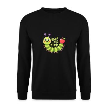 Eat The Rich Hungry Cute Caterpillar Worm - Unisex Sweatshirt - black - Front - Alina (178cm) & Michal (187cm)