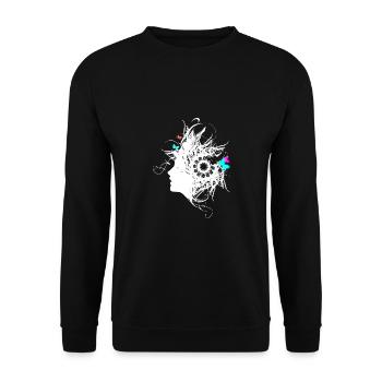 Woman with butterflies art motif white - Unisex Sweatshirt - black - Front - Alina (178cm) & Michal (187cm)