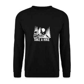 Geh eine Runde wandern, take a hike - Unisex Pullover - Schwarz - Vorne - Alina (178cm) & Michal (187cm)