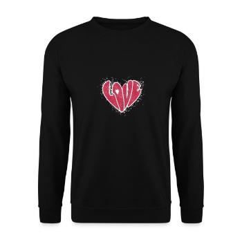 Love Heart Retro - Unisex Pullover - Schwarz - Vorne - Alina (178cm) & Michal (187cm)
