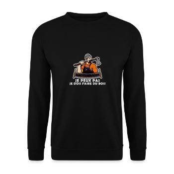 Ich Kann Nicht. Ich Muss Holz Machen. - Unisex Pullover - Schwarz - Vorne - Alina (178cm) & Michal (187cm)