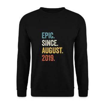 4 Years Epic Since August 2019 4th Birthday - Unisex Sweatshirt - black - Front - Alina (178cm) & Michal (187cm)