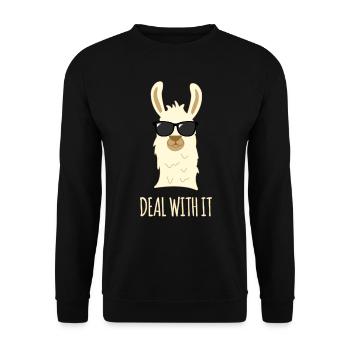 Lama Lama Alpaga No Prob Drama - Sweat-shirt Unisexe - noir - Devant - Alina (178cm) & Michal (187cm)