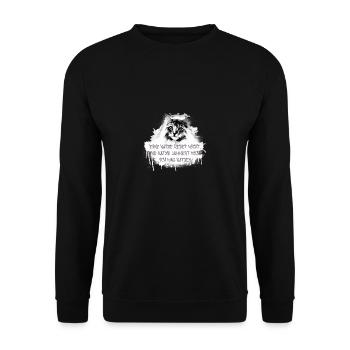 katze,grau,aquarell, kunst,malerei,graffiti,bengal - Unisex Pullover - Schwarz - Vorne - Alina (178cm) & Michal (187cm)