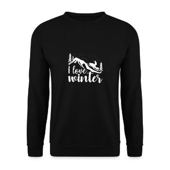 J’aime l’hiver, la neige, le froid et le bonhomme de neige - Sweat-shirt Unisexe - noir - Devant - Alina (178cm) & Michal (187cm)
