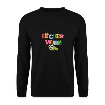 Bücher Wurm - Unisex Pullover - Schwarz - Vorne - Alina (178cm) & Michal (187cm)