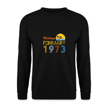 50th Birthday February 1973 50 Years Old Gifts - Unisex Sweatshirt - black - Front - Alina (178cm) & Michal (187cm)