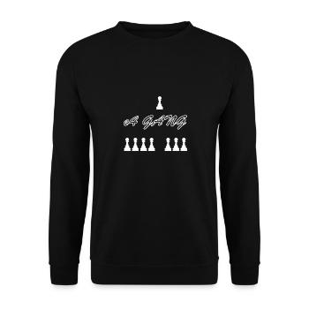 e4 Schachbande - Unisex Pullover - Schwarz - Vorne - Alina (178cm) & Michal (187cm)