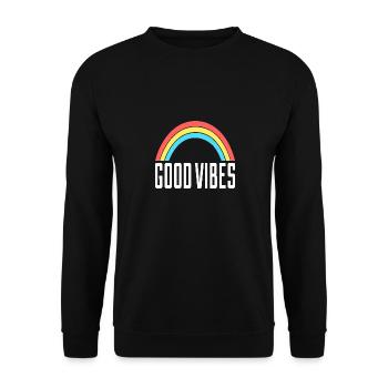 Good Vibes Regenbogen - Unisex Pullover - Schwarz - Vorne - Alina (178cm) & Michal (187cm)