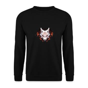 Kitsune-Maske - Unisex Pullover - Schwarz - Vorne - Alina (178cm) & Michal (187cm)