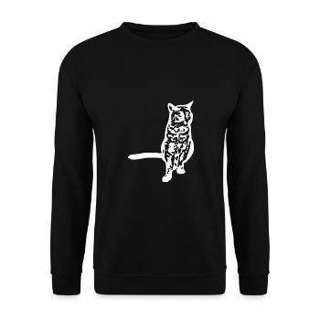 Cat White Silhouette Gift Cat Lover - Unisex Sweatshirt - black - Front - Alina (178cm) & Michal (187cm)