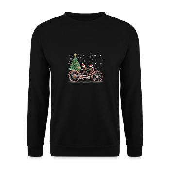 Fahrrad Weihnachtsbeleuchtung - Unisex Pullover - Schwarz - Vorne - Alina (178cm) & Michal (187cm)