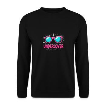 Funny Sunglasses and Undercover Speech Costume - Unisex Sweatshirt - black - Front - Alina (178cm) & Michal (187cm)