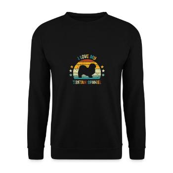Tibetischer Spaniel - Unisex Pullover - Schwarz - Vorne - Alina (178cm) & Michal (187cm)