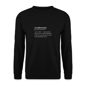 Ass Crawler Funny German Idiom - Unisex Sweatshirt - black - Front - Alina (178cm) & Michal (187cm)