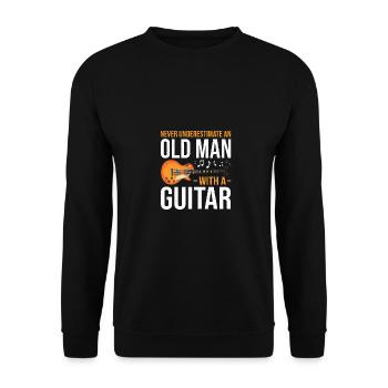 Never Underestimate An Old Man With A Guitar Music - Unisex Pullover - Schwarz - Vorne - Alina (178cm) & Michal (187cm)