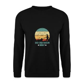 Der Den Rasen Mäht Gärtner Gartenarbeit Landschaft - Unisex Pullover - Schwarz - Vorne - Alina (178cm) & Michal (187cm)