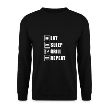 Eat Sleep Grill Repeat Barbecue Bbq Party Grill Ma - Unisex Pullover - Schwarz - Vorne - Alina (178cm) & Michal (187cm)