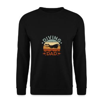 Diving Dad Retro Diving Dive Apnoe Scuba Diver Und - Unisex Pullover - Schwarz - Vorne - Alina (178cm) & Michal (187cm)