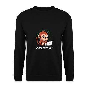 Code Monkey Programming Coder Computer Geek Develo - Unisex Pullover - Schwarz - Vorne - Alina (178cm) & Michal (187cm)