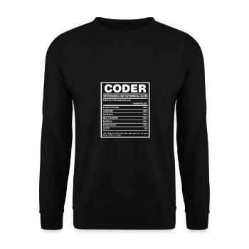 Coder Nutritional Facts Coder Programmer Computer - Unisex Pullover - Schwarz - Vorne - Alina (178cm) & Michal (187cm)