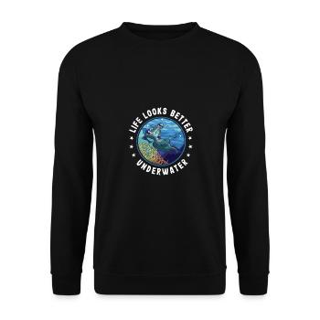 Life Looks Better Underwater Scuba Diver Diving Sn - Unisex Pullover - Schwarz - Vorne - Alina (178cm) & Michal (187cm)