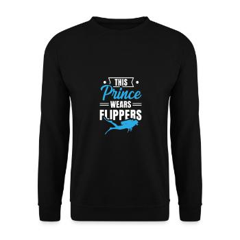 This Prince Wears Flippers Diver Scuba Diver Divin - Unisex Pullover - Schwarz - Vorne - Alina (178cm) & Michal (187cm)