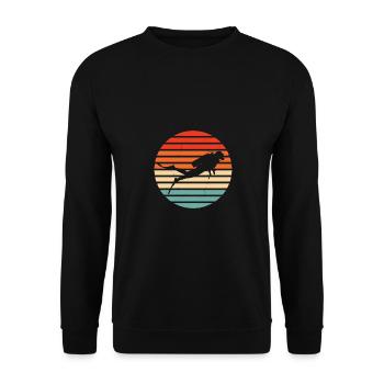 Vintage Graphic Diver Diving Scuba Diver Apnoe Sno - Unisex Pullover - Schwarz - Vorne - Alina (178cm) & Michal (187cm)