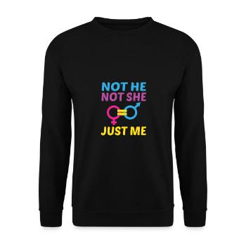 Not He Not She Just Me Lesbian Proud Rainbow Queer - Unisex Pullover - Schwarz - Vorne - Alina (178cm) & Michal (187cm)