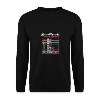 The Gay Agenda Be Gay Pride Bisexual Love Rainbow - Unisex Pullover - Schwarz - Vorne - Alina (178cm) & Michal (187cm)