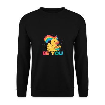 Be You Gay Pride Lgbtq Rainbow Transgender Bisexua - Unisex Pullover - Schwarz - Vorne - Alina (178cm) & Michal (187cm)
