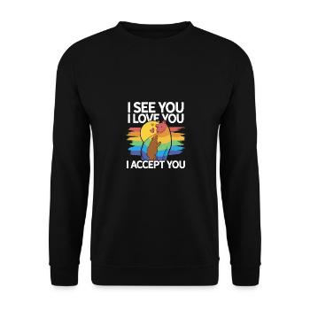 I See You I Love You I Accept You Gay Pride Lesbia - Unisex Pullover - Schwarz - Vorne - Alina (178cm) & Michal (187cm)