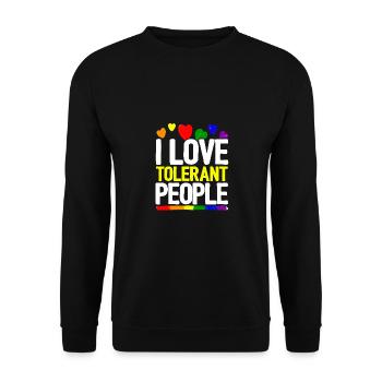 I Love Tolerant People Bisexual Gay Pansexual Rain - Unisex Pullover - Schwarz - Vorne - Alina (178cm) & Michal (187cm)