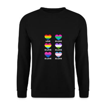 Love Is Love Transgender Diversity Rainbow Gay Lov - Unisex Pullover - Schwarz - Vorne - Alina (178cm) & Michal (187cm)