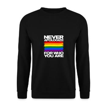 Never Apologize For Who You Are Rainbow Pride Lgbt - Unisex Pullover - Schwarz - Vorne - Alina (178cm) & Michal (187cm)