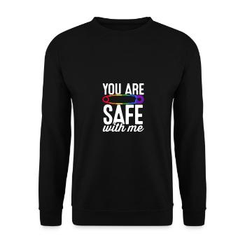You Are Safe With Me Rainbow Pride Lgbtq Gay Trans - Unisex Pullover - Schwarz - Vorne - Alina (178cm) & Michal (187cm)