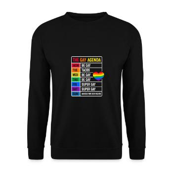 The Gay Agenda Be Gay Pride Bisexual Love Rainbow - Unisex Pullover - Schwarz - Vorne - Alina (178cm) & Michal (187cm)