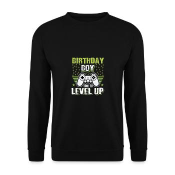 Birthday Boy Time To Level Up Video Games Online G - Unisex Pullover - Schwarz - Vorne - Alina (178cm) & Michal (187cm)