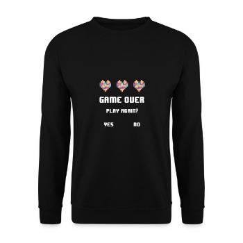 Game Over Play Again Yes No Video Game Player Gami - Unisex Pullover - Schwarz - Vorne - Alina (178cm) & Michal (187cm)