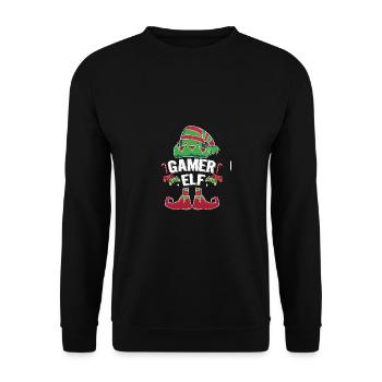 Gamer Elf Graphic Video Game Player Gaming Nerd Ge - Unisex Pullover - Schwarz - Vorne - Alina (178cm) & Michal (187cm)