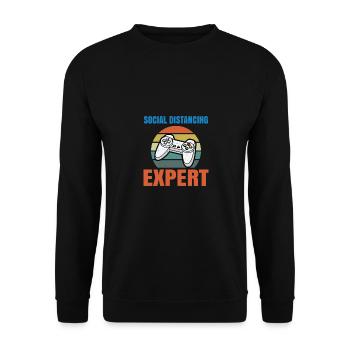 Social Distancing Expert Video Game Player Gaming - Unisex Pullover - Schwarz - Vorne - Alina (178cm) & Michal (187cm)
