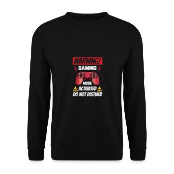 Warning Gaming Mode Activated Do Not Disturb Video - Unisex Pullover - Schwarz - Vorne - Alina (178cm) & Michal (187cm)