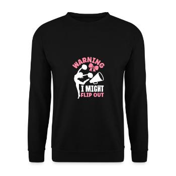 Warning I Might Flip Out Cheerleading Cheerleader - Unisex Pullover - Schwarz - Vorne - Alina (178cm) & Michal (187cm)