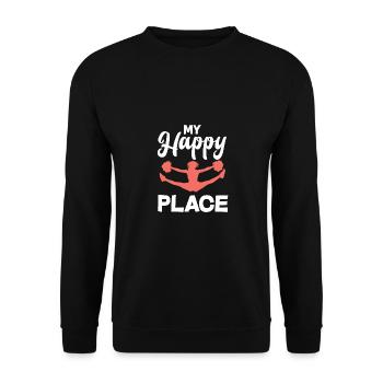 My Happy Place Cheerleading Cheerleader Gymnast Da - Unisex Pullover - Schwarz - Vorne - Alina (178cm) & Michal (187cm)