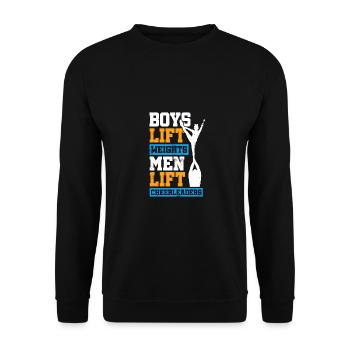 Boys Lift Weights Men Lift Cheerleaders Gymnast Ch - Unisex Pullover - Schwarz - Vorne - Alina (178cm) & Michal (187cm)