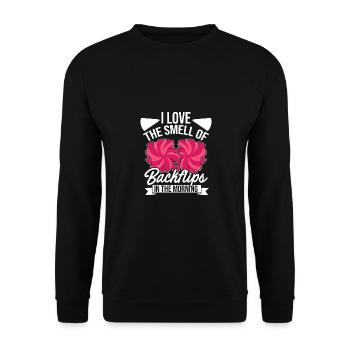 I Love The Smell Of Backflip In The Morning Gymnas - Unisex Pullover - Schwarz - Vorne - Alina (178cm) & Michal (187cm)